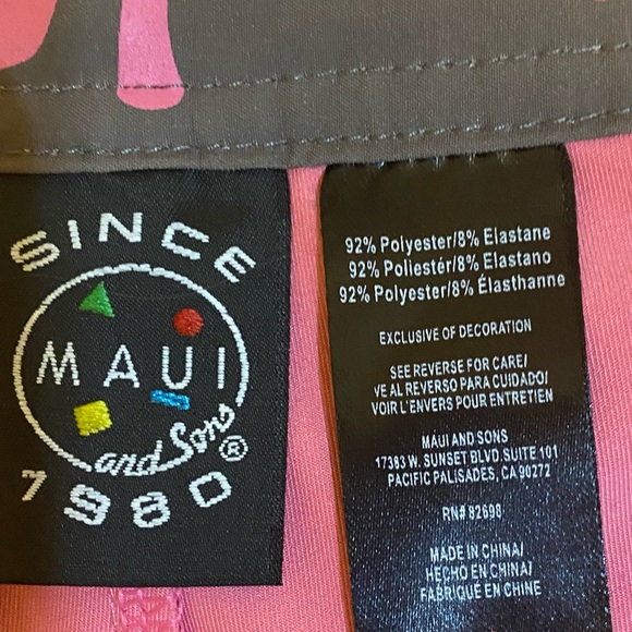 Maui and Sons Board Shorts Men’s Size 32 Tropical Palm / Neon Print Surf Trunks - Picture 3 of 9